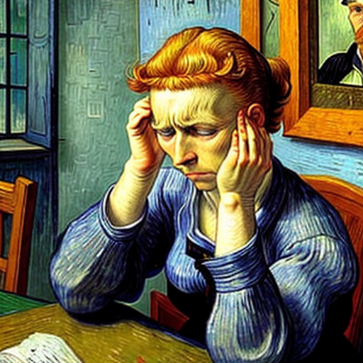 Woman experiencing a headache while reading