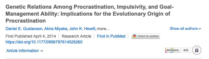 Research on the relationship between procrastination and impulsivity