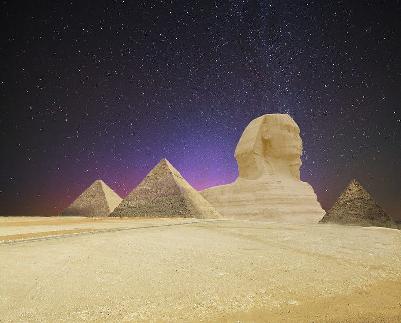 Artistic representation of the Sphinx and ancient civilization