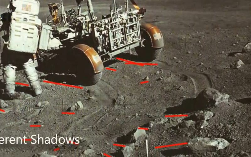 Inconsistent shadow directions in moon landing photos