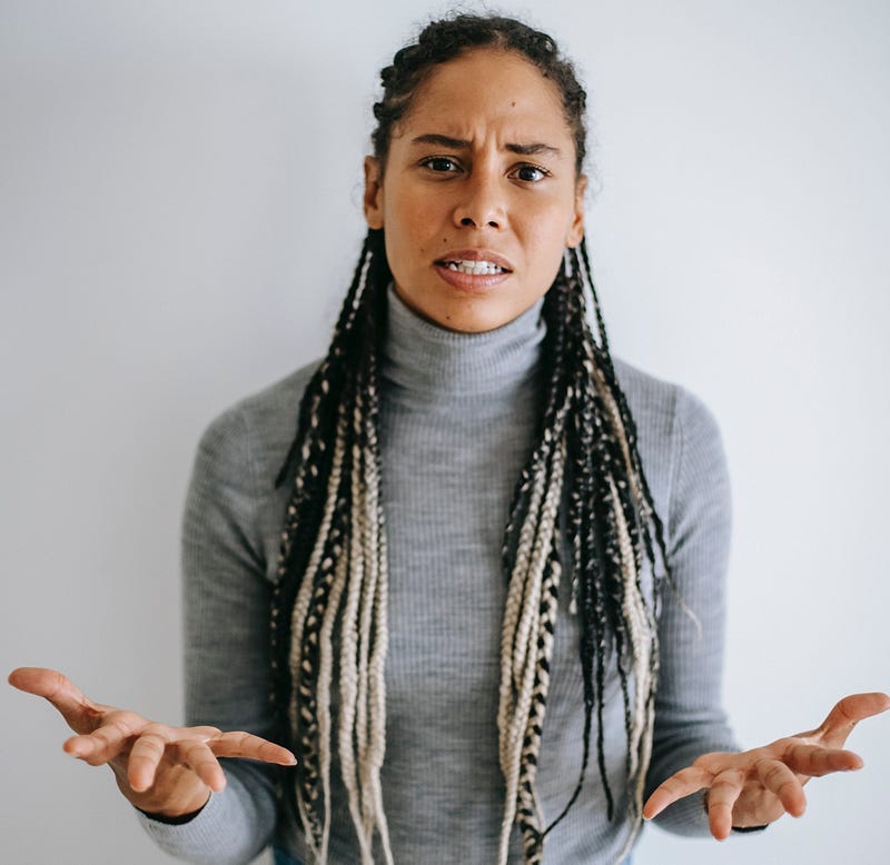 Woman demonstrating patience while using the phone