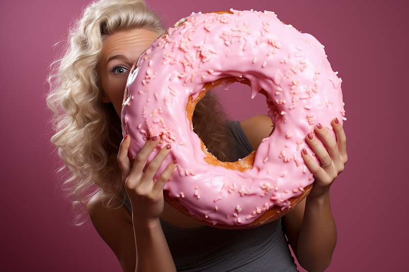 A woman contemplating her breakfast choices