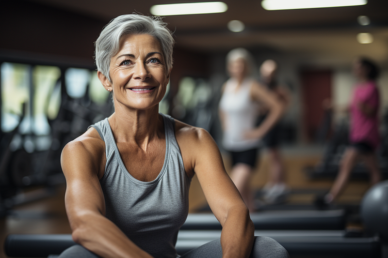 A woman enjoying a light workout at the gym