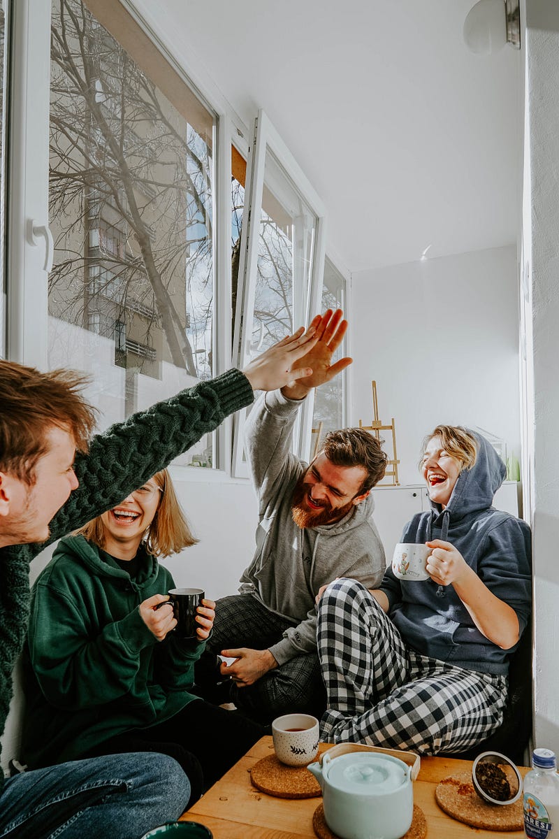 Friends enjoying a moment of laughter together