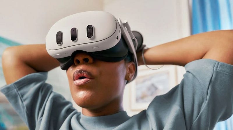 Meta Quest 3 headset showcasing mixed reality features.