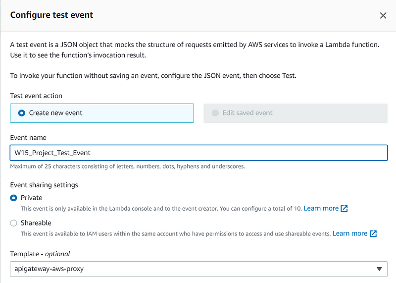 Testing the Lambda Function