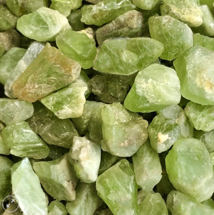 Raw peridot mineral