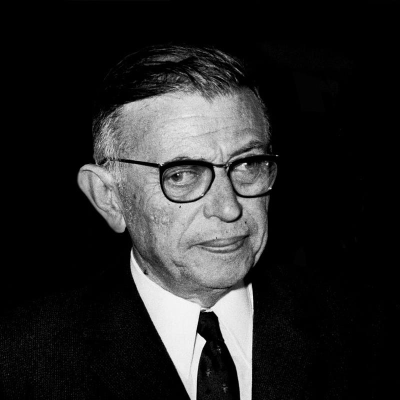 Depiction of Jean Paul Sartre, a prominent philosopher