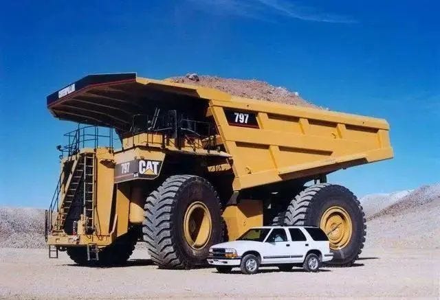 Comparison of the largest ore truck and a car