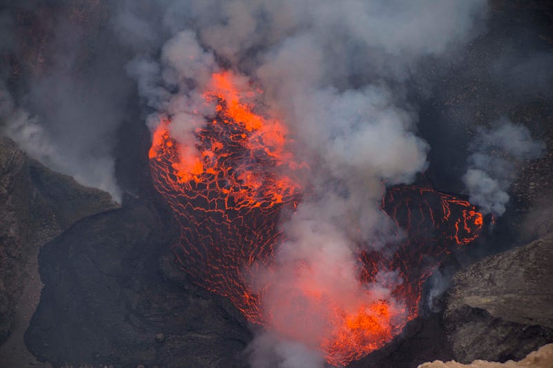 A stunning view of a molten lava lake