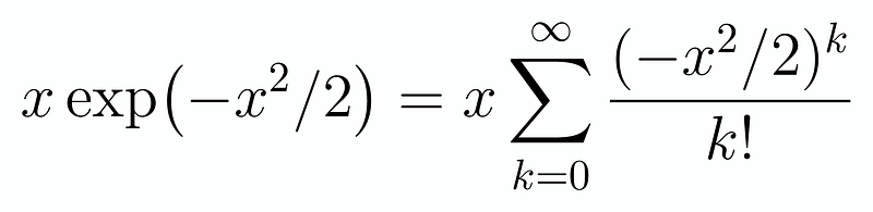 Rearranged series as exponential term