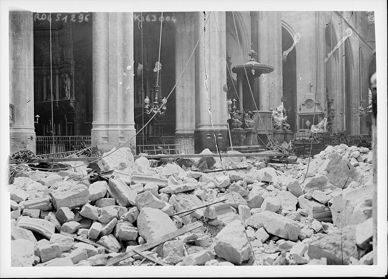 Church of Saint-Gervais-et-Saint-Protais after shelling